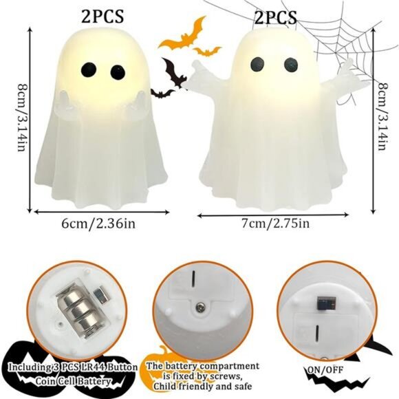 4 Pack Halloween Decorations Indoor, LED Ghost Decor Flameless Taper Candles - Picture 3 of 7